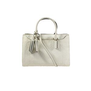 Coach Womens Legacy Pinnacle Ostrich Carryall Tote Handbag Cream
